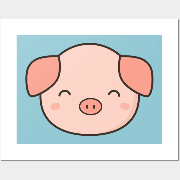 Kawaii Cute Pig Wall Art by happinessinatee